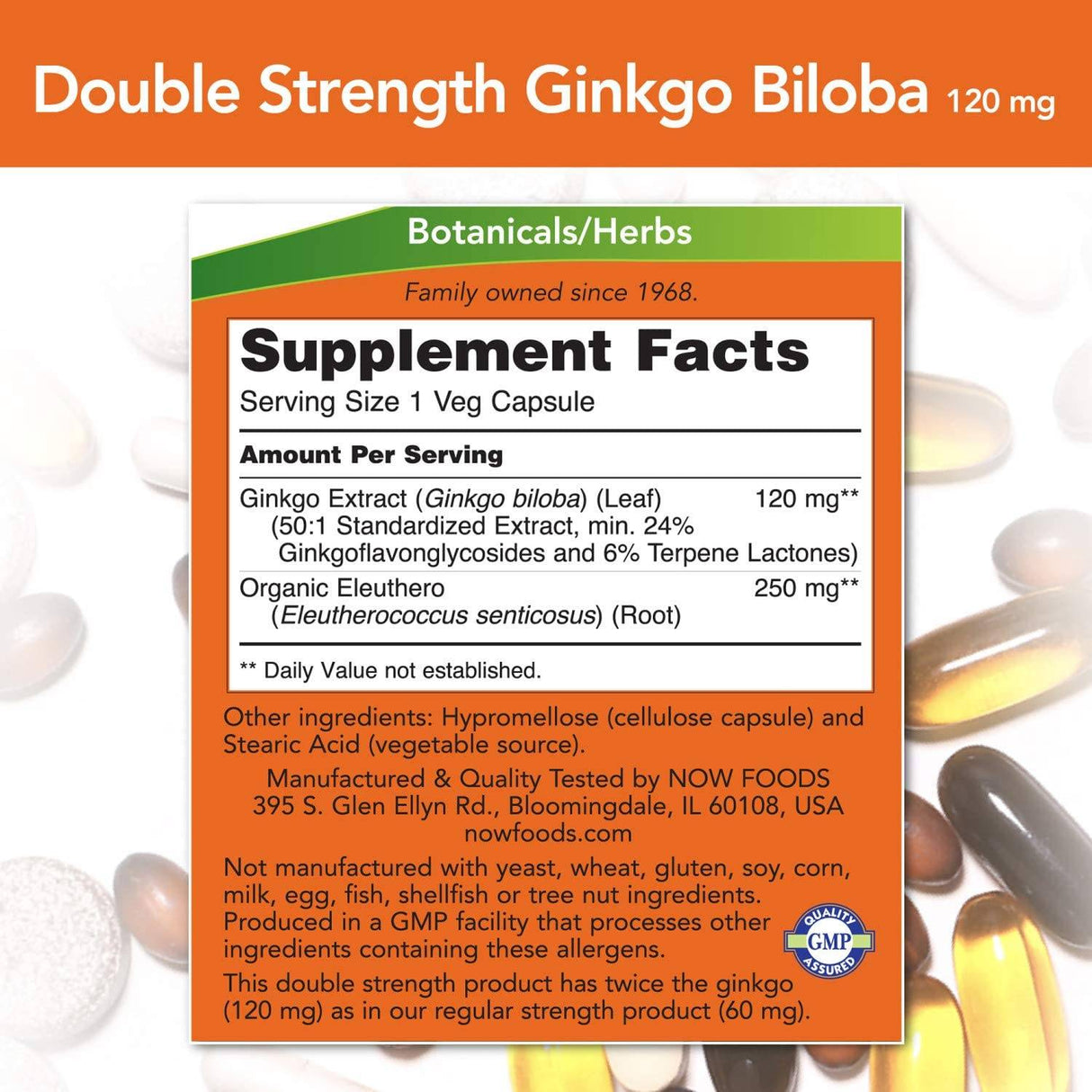 Ginkgo Biloba 120 mg / força dupla - 50 cápsulas