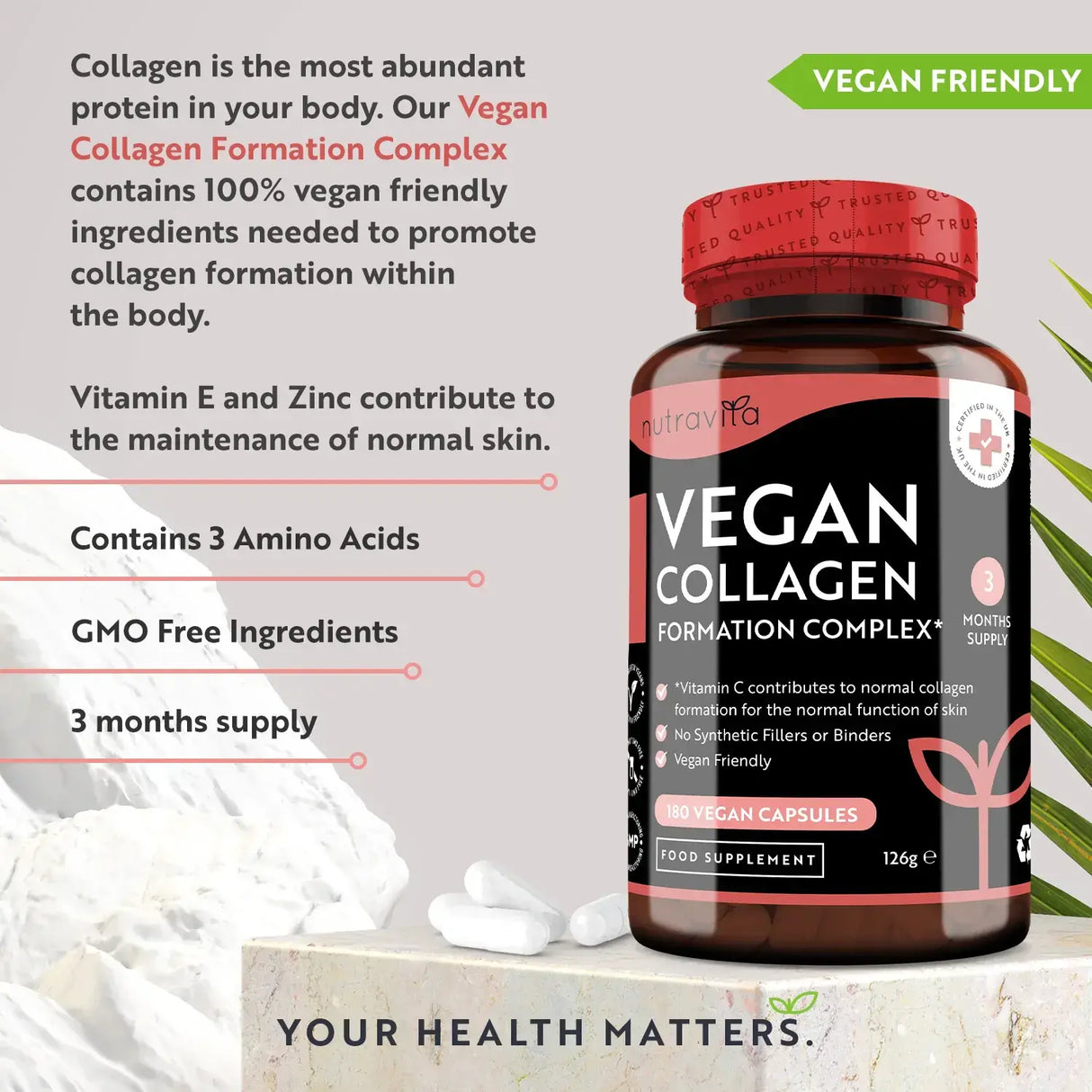 Vegan Collagen Formation Complex 180 Vcaps. Nutravita - Feel You