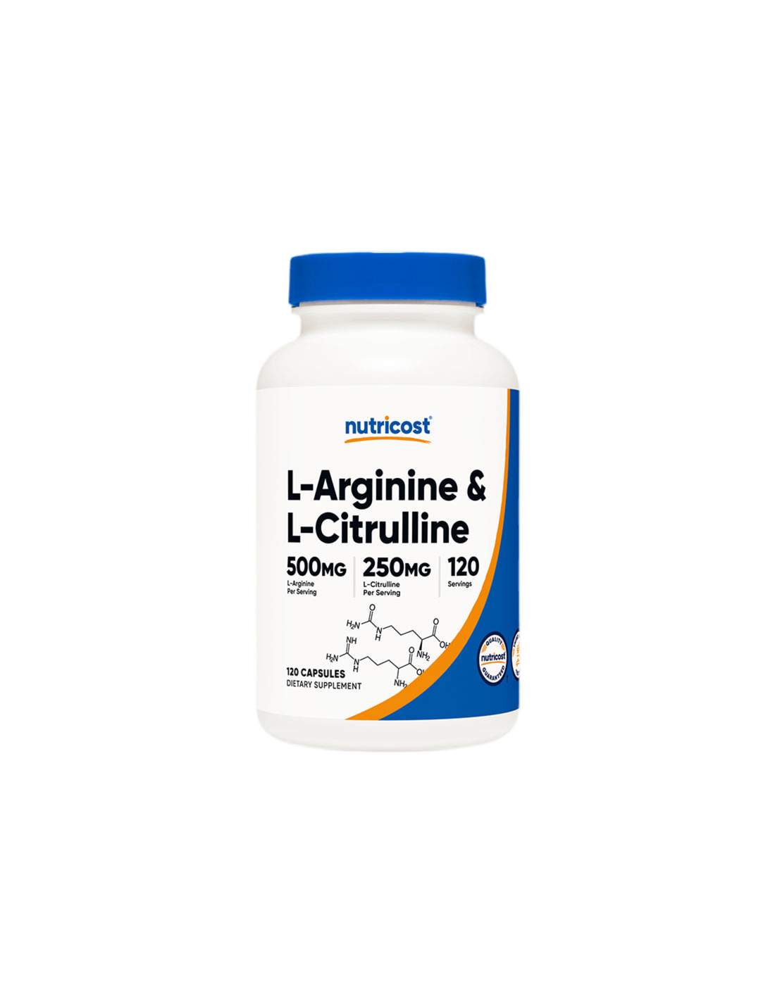 Тонус и енергия - Л-Аргинин + Л-Цитрулин  (L-Arginine + L-Citrulline), 550 mg + 250 mg/120 капсули Nutricost - Feel You