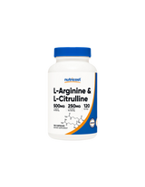 Тонус и енергия - Л-Аргинин + Л-Цитрулин  (L-Arginine + L-Citrulline), 550 mg + 250 mg/120 капсули Nutricost - Feel You