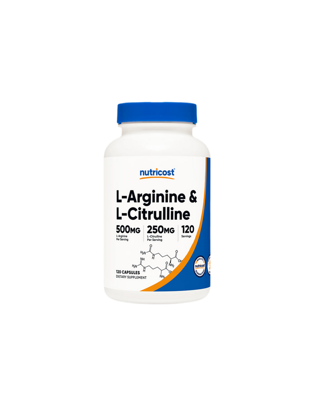 Тонус и енергия - Л-Аргинин + Л-Цитрулин  (L-Arginine + L-Citrulline), 550 mg + 250 mg/120 капсули Nutricost - Feel You