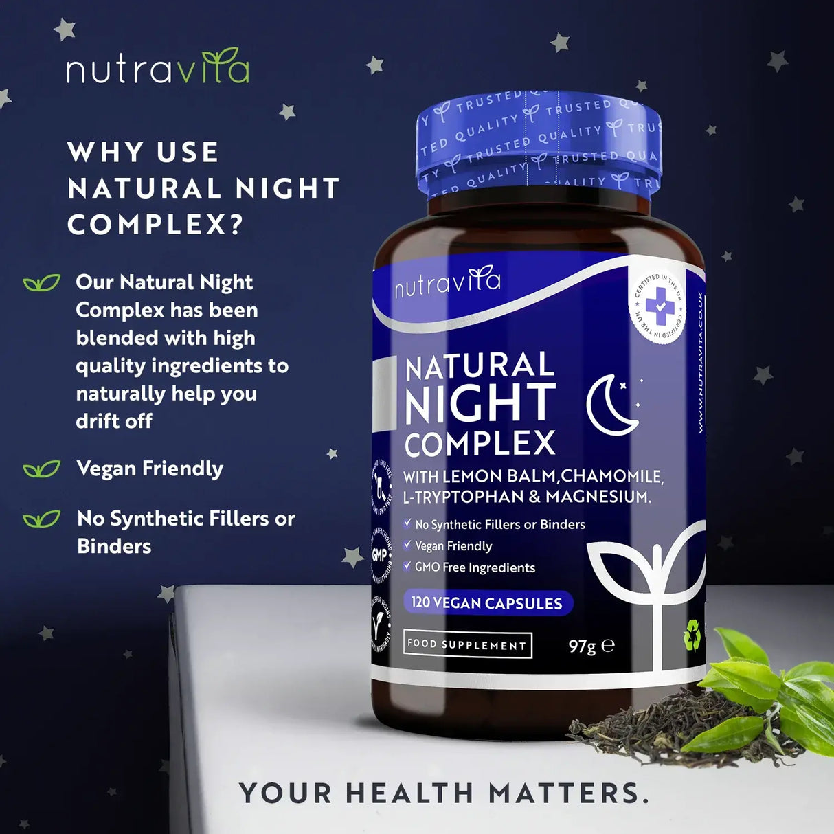 Natural Night Sleep Complex 120 Vcaps. Nutravita - Feel You