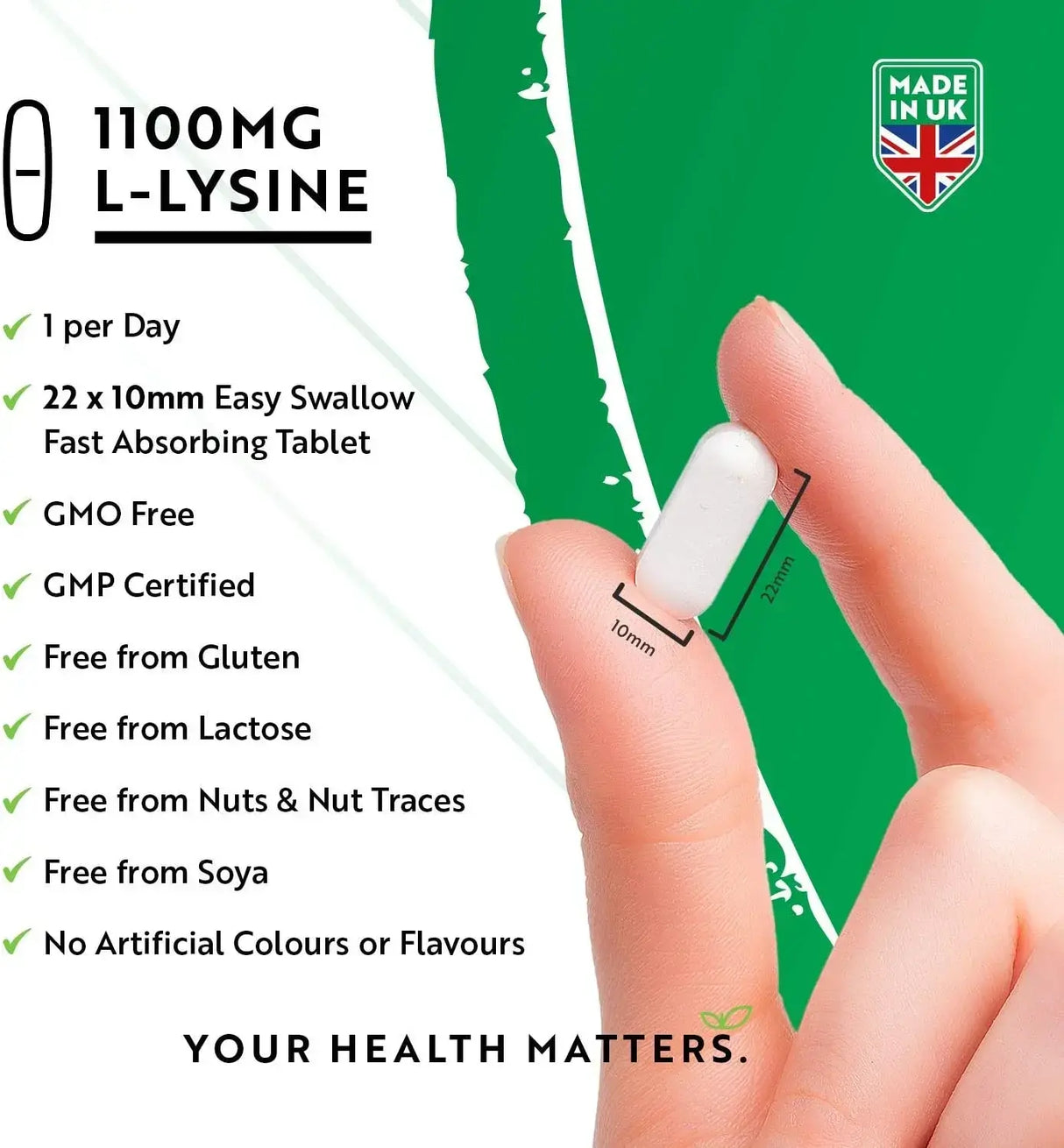 L-Lysine 1100mg 240 Vegan Tablets - Feel You