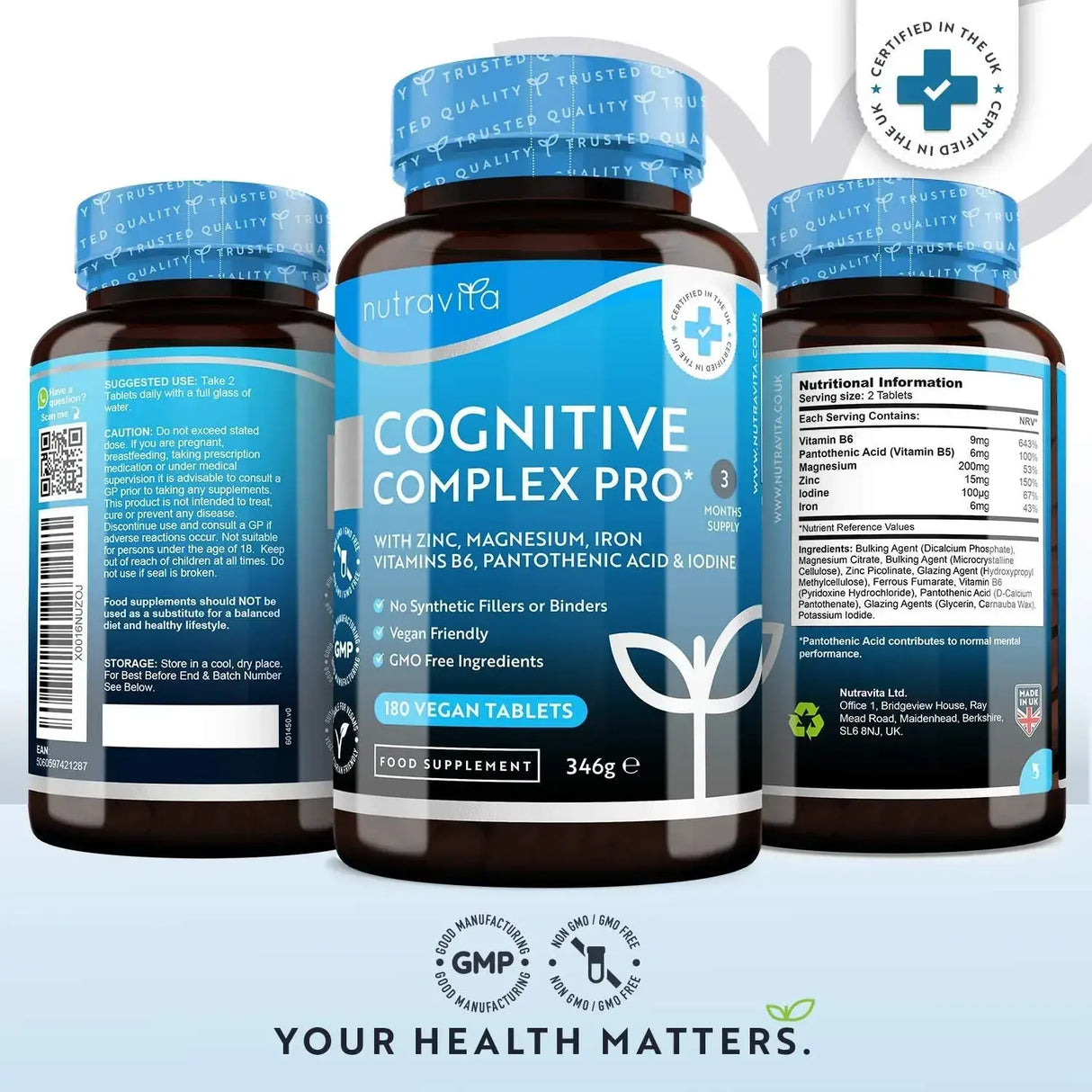 Cognitive Complex Pro 180 Vegan Tablets - Feel You