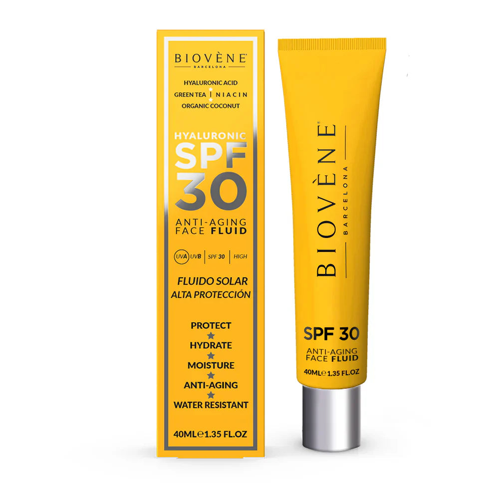 Zvlhčující obličejové opalovací krém SPF 30 s kyselinou hyaluronovou proti stárnutí - 40 ml