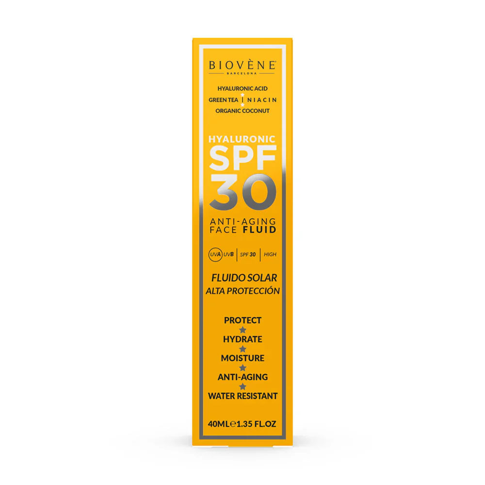 Zvlhčující obličejové opalovací krém SPF 30 s kyselinou hyaluronovou proti stárnutí - 40 ml