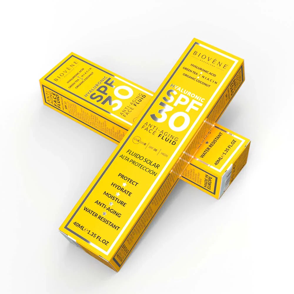Zvlhčující obličejové opalovací krém SPF 30 s kyselinou hyaluronovou proti stárnutí - 40 ml