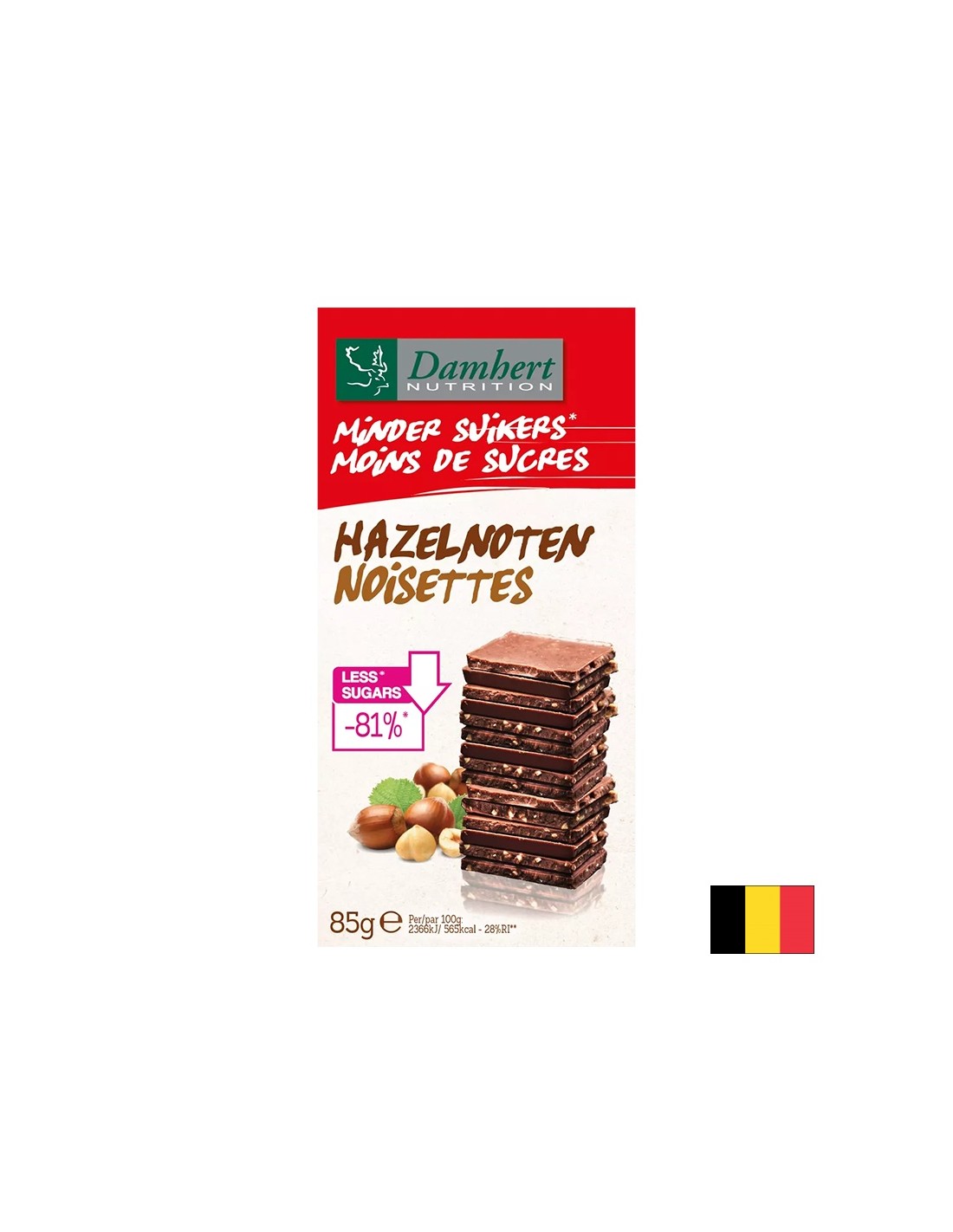 Mléčná čokoláda s lískovými ořechy (bez cukru), 85 g
