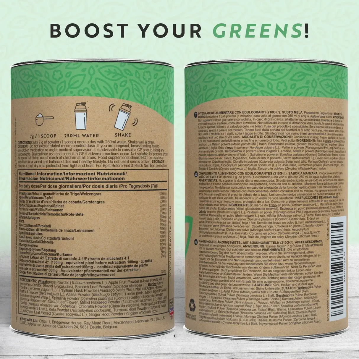 Super Greens Complex (18 active ingredients) 200 g Nutravita - Feel You