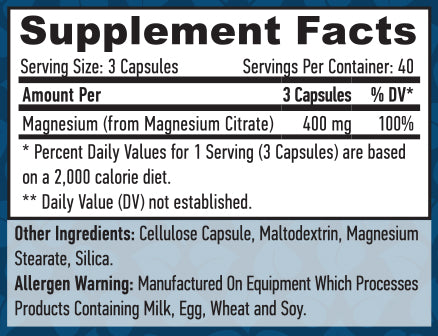 Magnesium Citrate 400 mg / 120 Vcaps