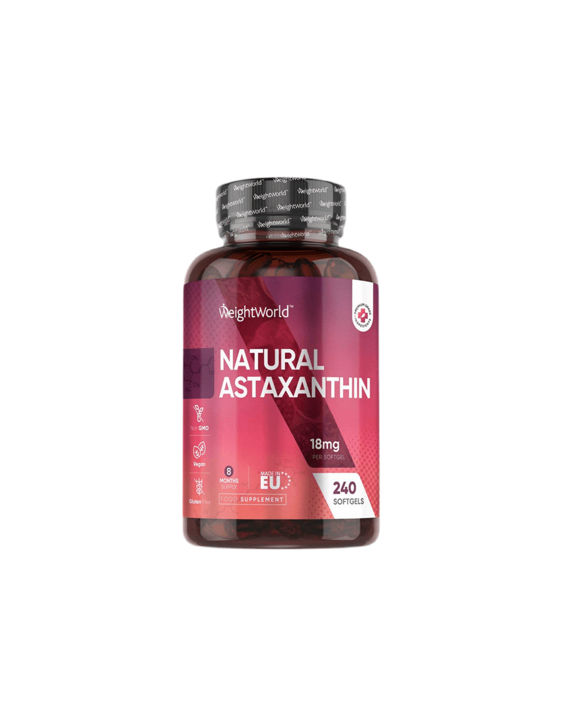 For vision - Astaxanthin 18 mg (from microalgae), 240 capsules - Astaxanthin