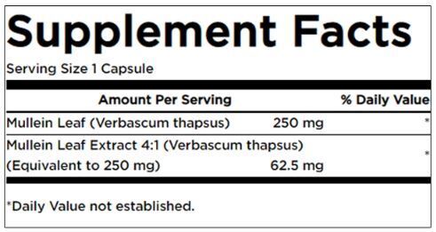 Mullien Leaf Extract 312.5 mg - 60 капсули - Feel You