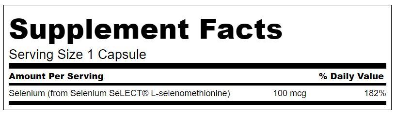 Selenium 100 mcg ( L-Selenomethionine ) - 200 капсули - Feel You