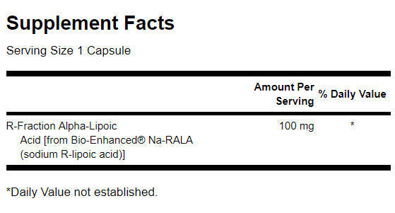 R-Fraction Alpha Lipoic Acid - Double Strength 100 mg - 60 капсули - Feel You