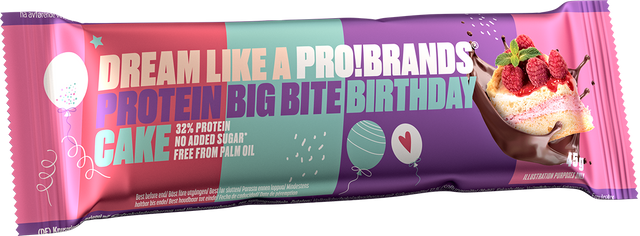 Probrands Big Bite Birthday протеинов бар - с вкус на торта 45гр. - Feel You