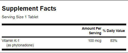 Vitamin K-1 100 mcg - 100 Таблетки - Feel You