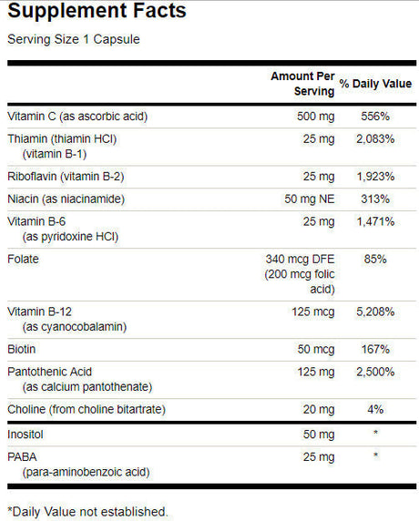 Super Stress Vitamin B-Complex with Vitamin C - 100 капсули - Feel You