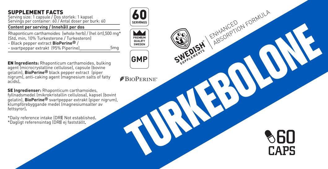 Turkebolona | Turquesterona 500 mg com Bioperine® - 60 cápsulas