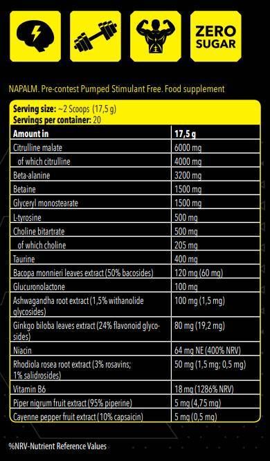 XTREME NAPALM PRE -CONTEST / PUMPED - STIMULANT FREE - 17.5 grams