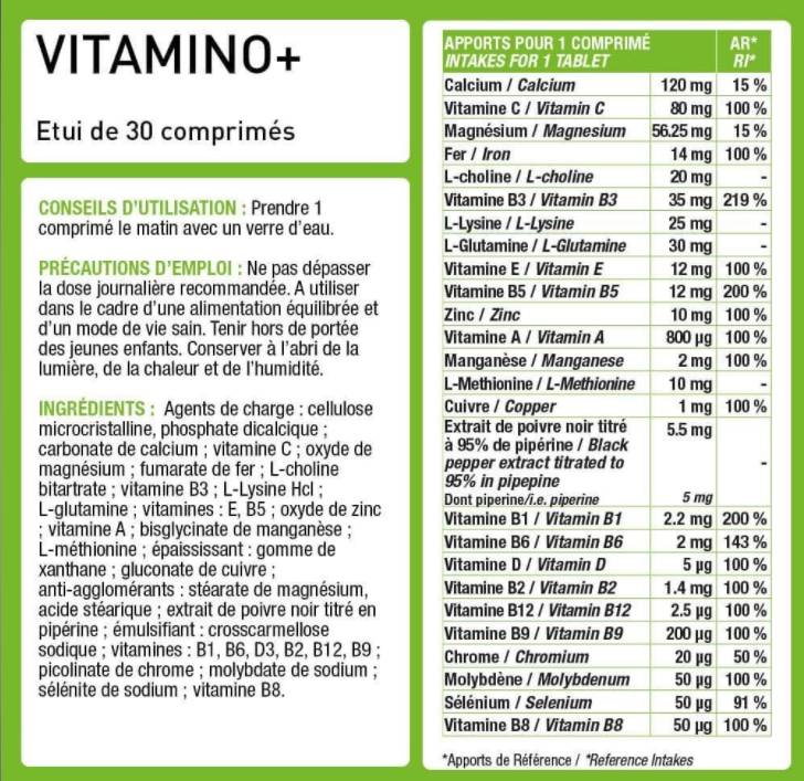 Vitamino+ | Immuunsus ja väsimus multivitamiinide kompleks - 30 kapslit