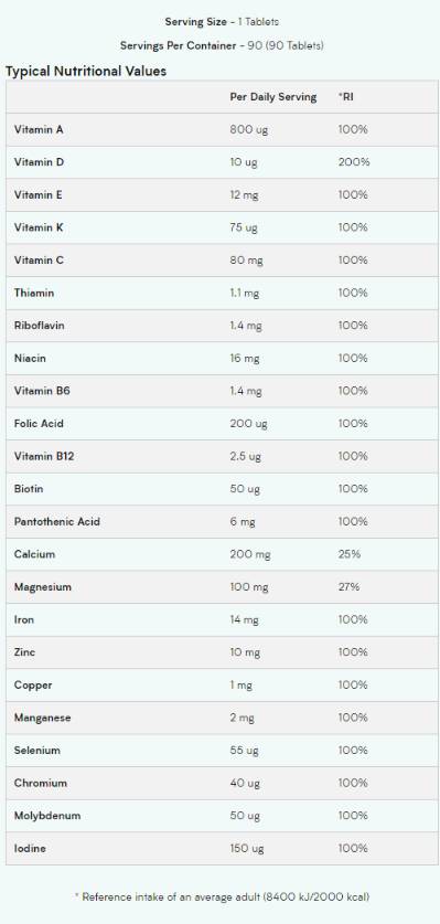 A - z multivitamin - 90 tabletas