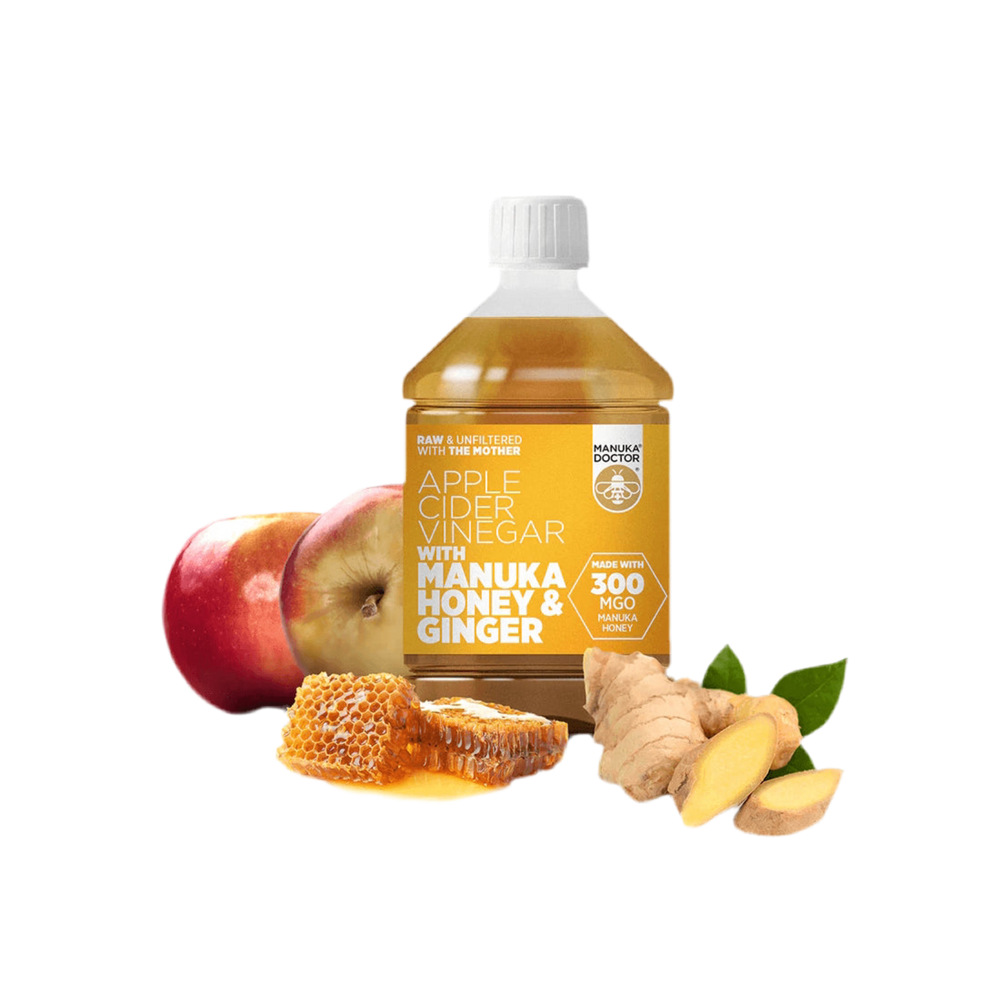 Ocet jabłkowy + miód z Manuka i Ginger - Ocet jabłkowy z miodem Manuka i Ginger (300 MGO), 500 ml