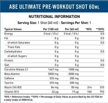 ABE Shot | All Black Everything Pre-Workout - 12 x 60 ml