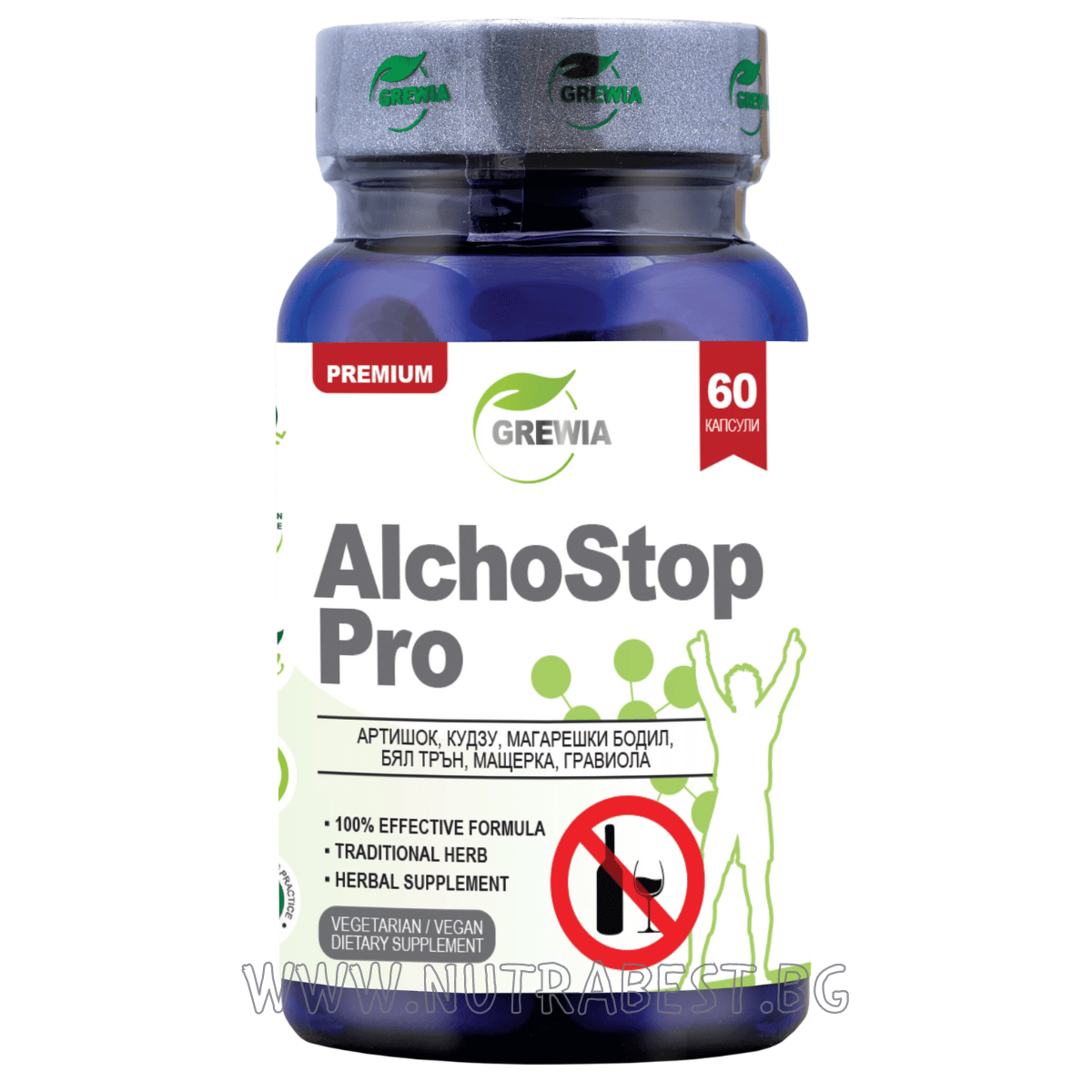 ALCOHOLISM / ALCHOSTOP PRO /60 CAPSULES, 30 DOSES/ GREWIA