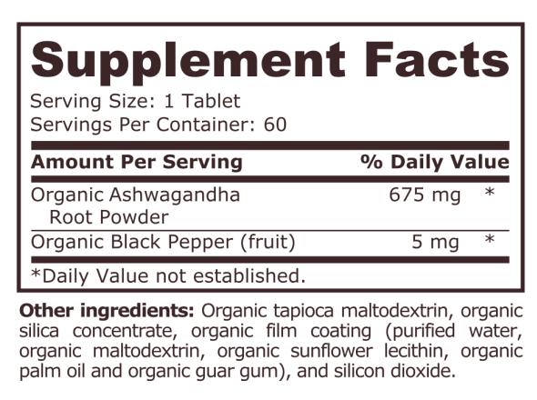 Pure Nutrition - ASHWAGANDHA ORGANIC - 60 tablets