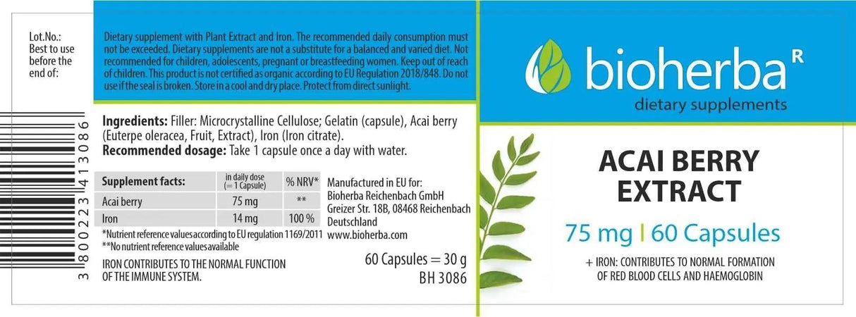 Acai Berry Extrakt 75 mg - 60 Kapselen