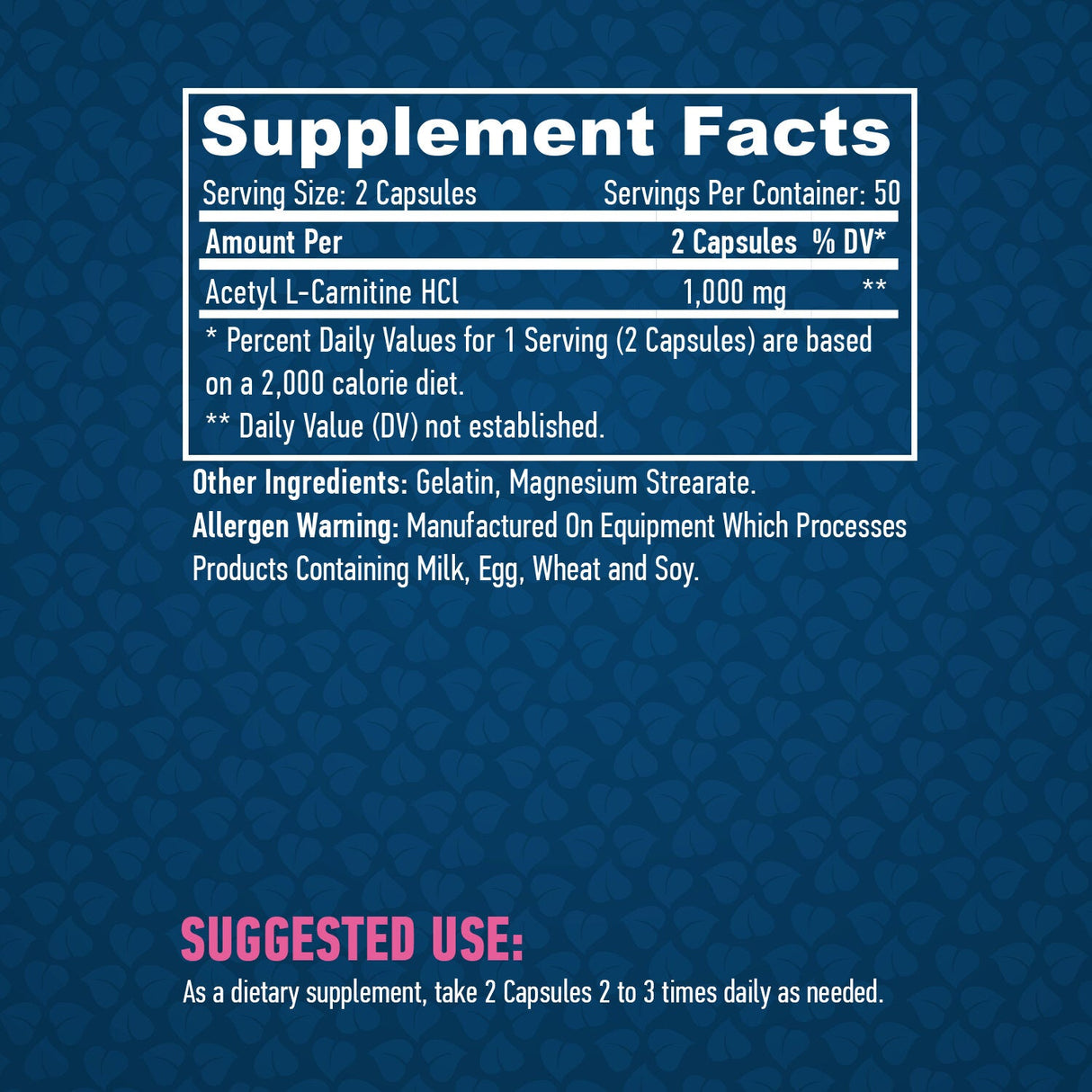 Acetil l-tsarnitinas 1000 mg / 100 spąstų.