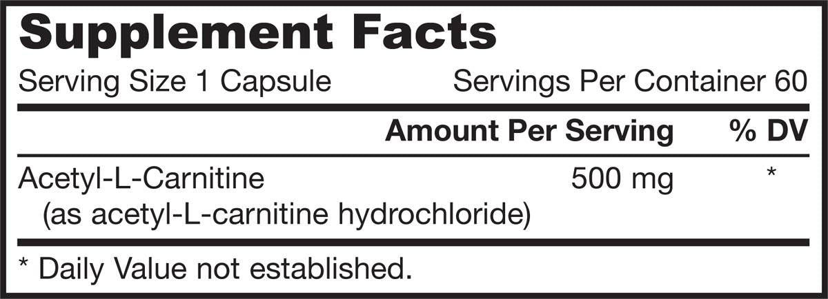 Acetyl L-Carnitine 500 mg - 60 capsules