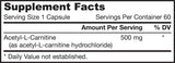 Acetyl L-Carnitine 500 mg - 60 capsules
