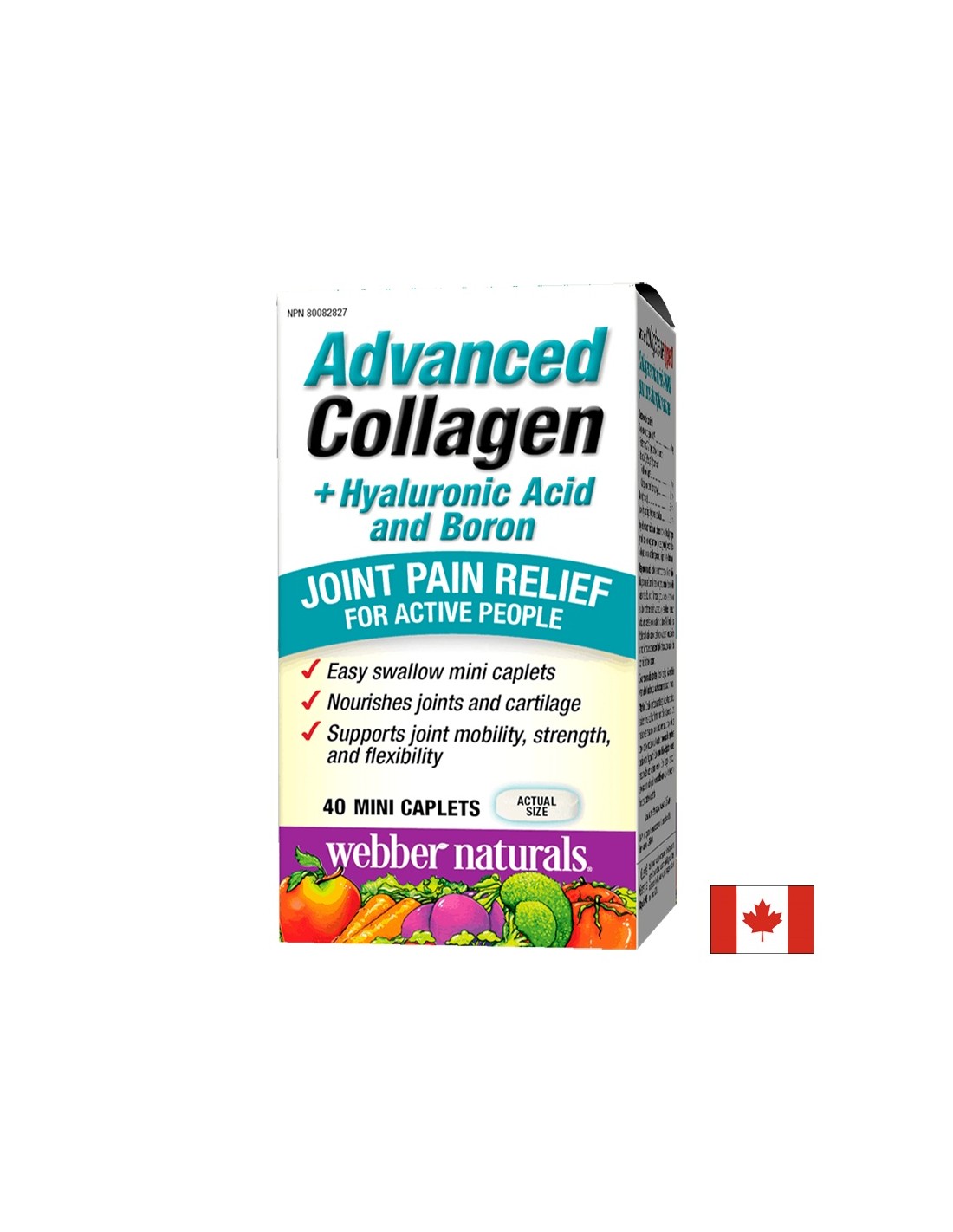 Geavanceerd collageen + hyaluronzuur en boor / collageen + hyaluronzuur en boor x 40 minicaplets <tc>Webber Naturals</tc>