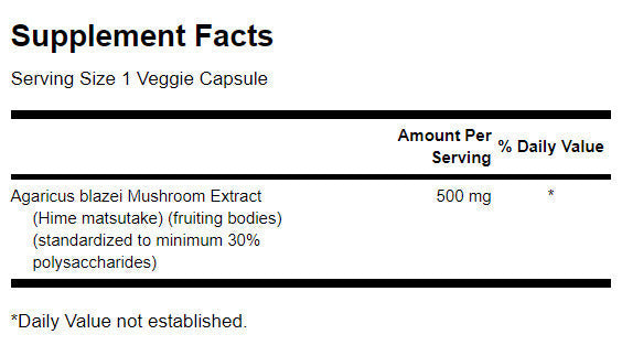 Agaricus Blazei Mushroom Extract 500 mg - 90 capsules