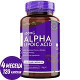 Cápsulas de ácido lipóico Alpha 650mg / 120, 120 doses / nutravita