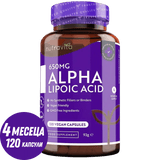 Cápsulas de ácido lipóico Alpha 650mg / 120, 120 doses / nutravita