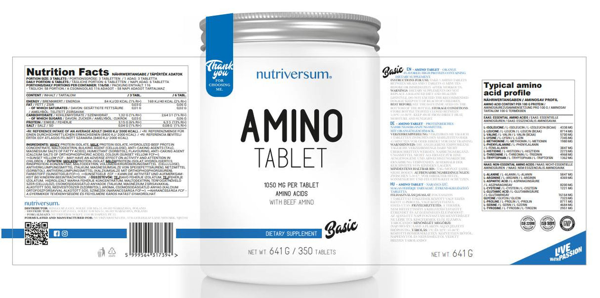 Amino Tablet | from Whey & Beef Protein - 350 Tablets