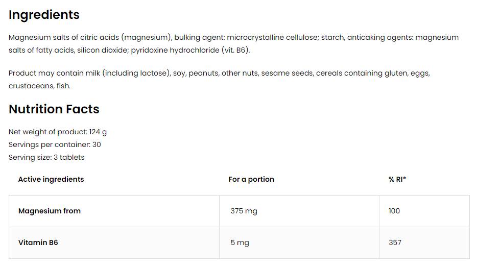 Mg + B6 / Magnesium Citrate + B6 90 Таблетки - Feel You