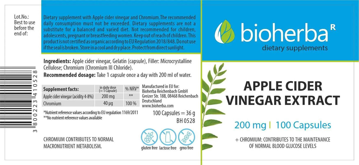 Apple Cider Vinegar Extract 200 mg - 100 capsules