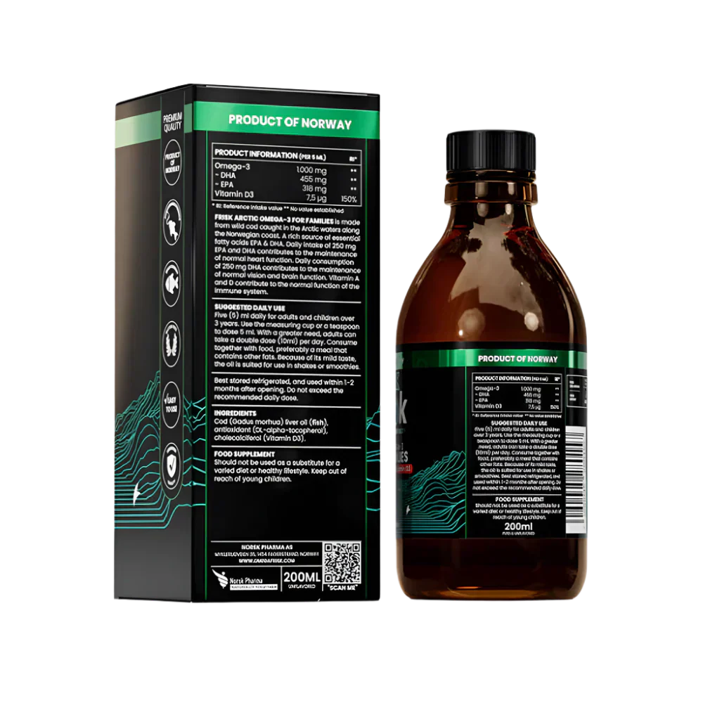 Płyn arktyczny-ciecz omega-3-naturalny smak / 100% dzikiego dorsza z Norwegii-200 ml