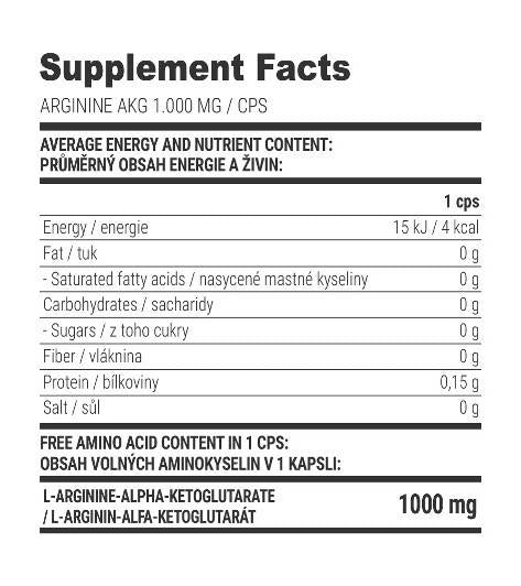 Arginine AKG 1000 mg - 100 Kapselen