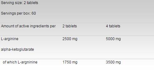 Arginine AKG / AAKG 1250 mg - 120 tablet