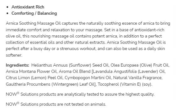 Uklidňující masážní olej Arnica - 237 ml