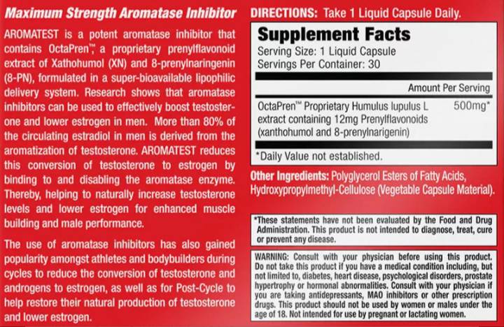 Aromatest - OctaPren 500 mg | Maximum Strength Aromatase Inhibitor - 30 Gel capsules