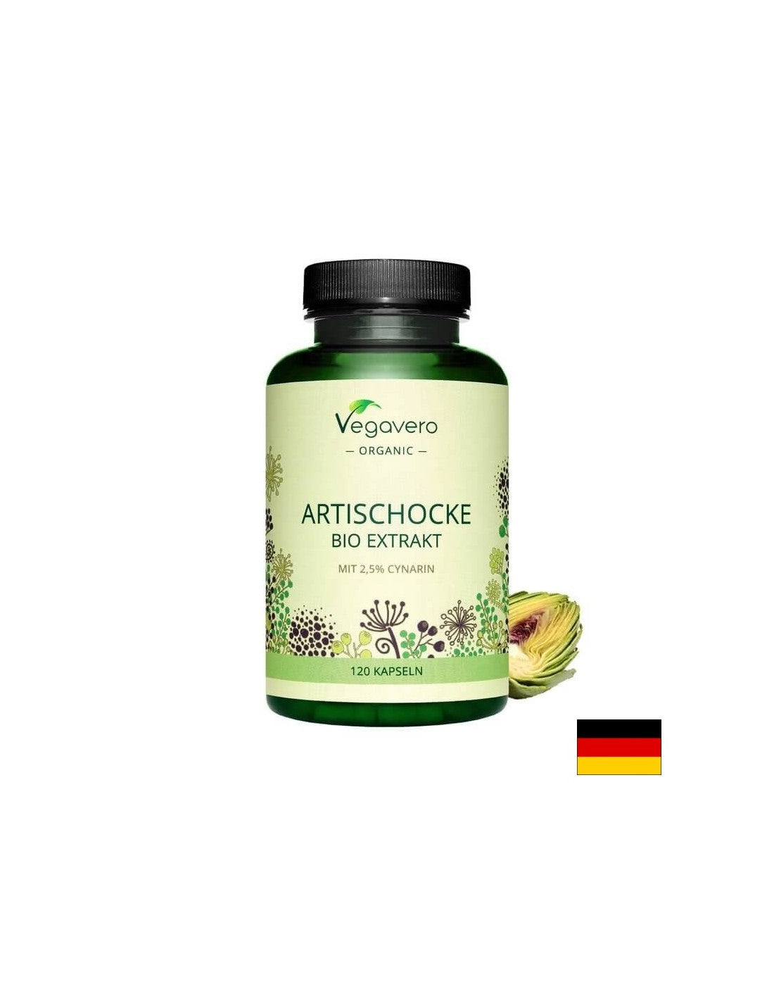„Artischocke Bio Extrakt“/ „Bio Artichoke“ ekstraktas, 120 kapsulių, 100% vegan vegavero