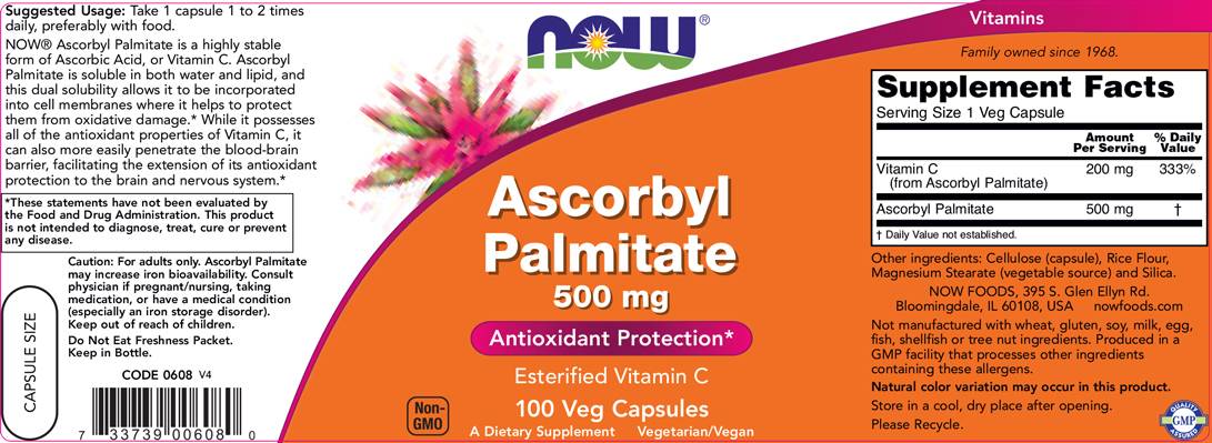Ascorbyl Palmite 500 mg - 100 cápsulas