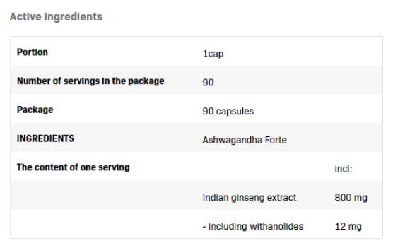 Ashwagandha Forte - 90 capsules