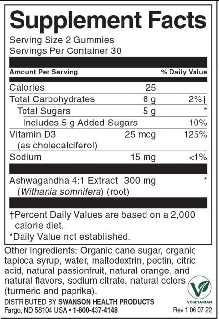 Ashwagandha Gummi mat Vitamin D | Passiounsfreeb Orange 60 Kauen Tabletten