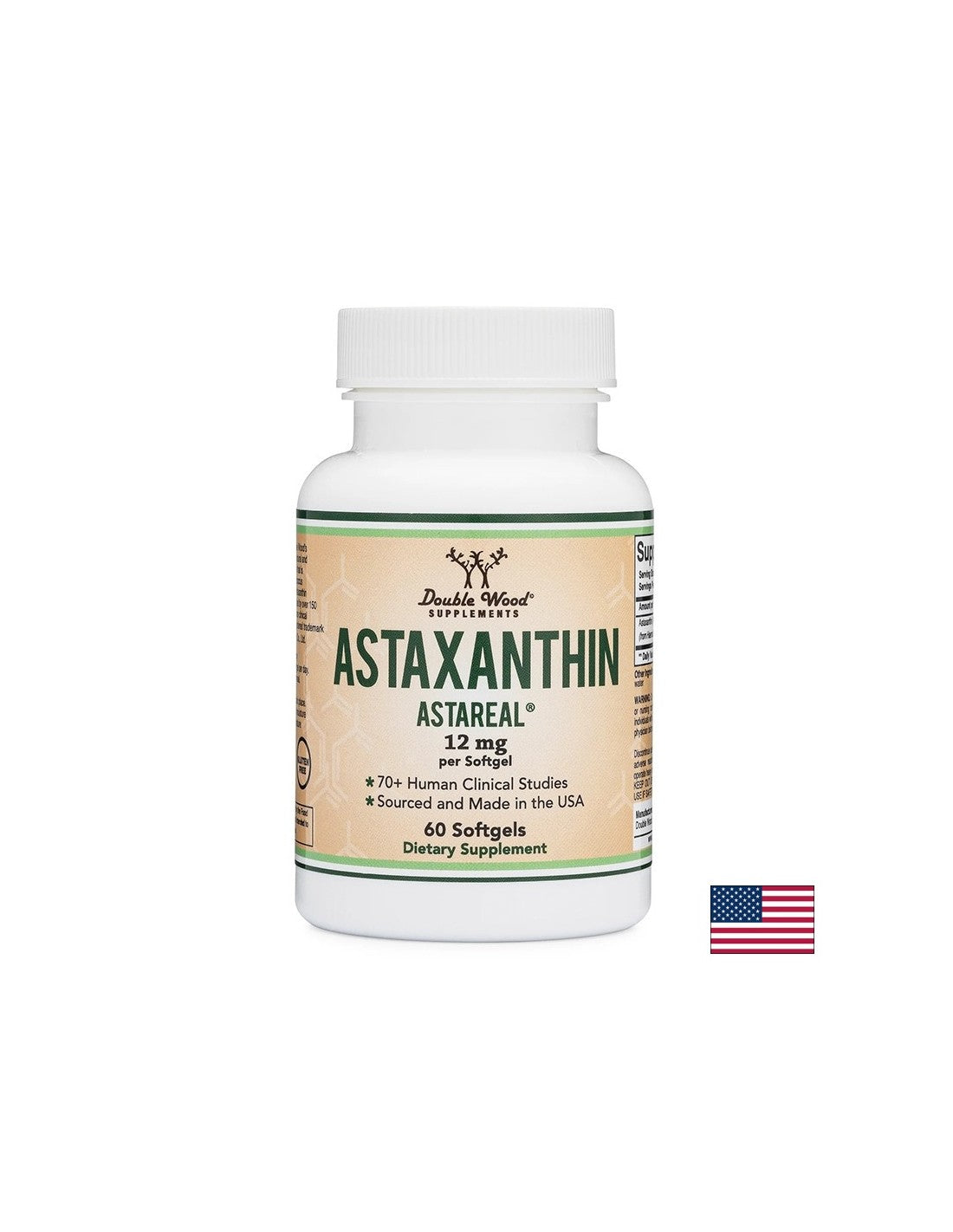 Antioxidant - Astaxanthin (Astaxanthin Astareal), 12 mg x 60 softgel capsules Double Wood
